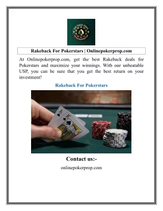 Rakeback For Pokerstars  Onlinepokerprop