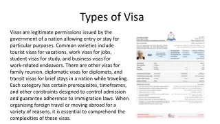 An Overview of Various Types of Visas: A Comprehensive Guide