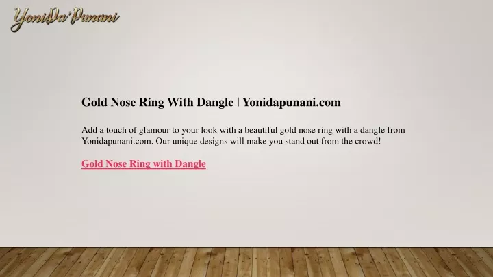 gold nose ring with dangle yonidapunani