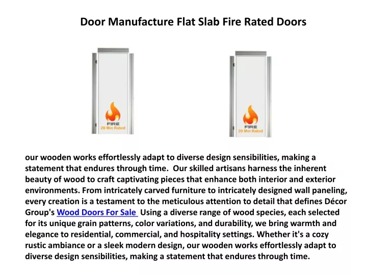 door manufacture flat slab fire rated doors