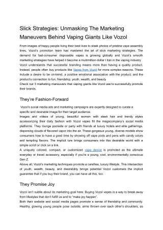 Slick Strategies_ Unmasking The Marketing Maneuvers Behind Vaping Giants Like Vozol