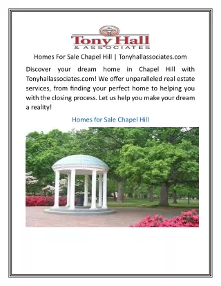 Homes For Sale Chapel Hill  Tonyhallassociates