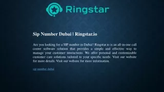Sip Number Dubai  Ringstar.io