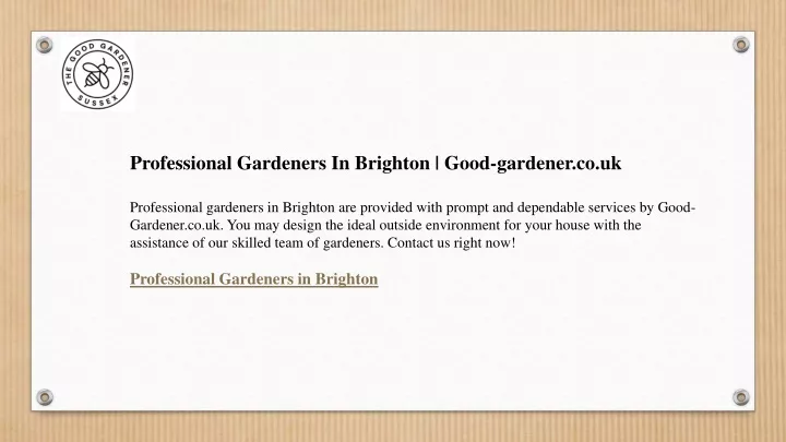 professional gardeners in brighton good gardener