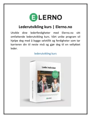 Lederutvikling kurs  Elerno.no