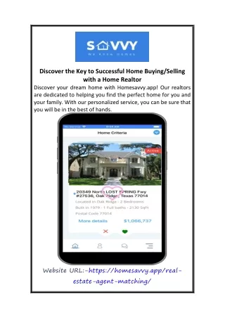 Discover the Key to Successful Home BuyingSelling with a Home Realtor