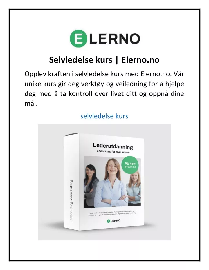 PPT - Selvledelse Kurs Elerno.no PowerPoint Presentation, Free Download ...