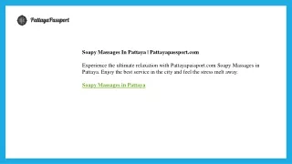 Soapy Massages In Pattaya  Pattayapassport.com