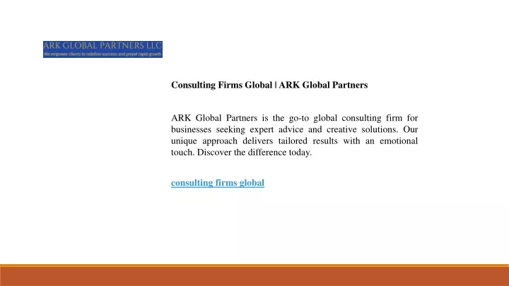 consulting firms global ark global partners
