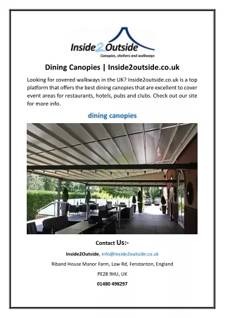 Dining Canopies | Inside2outside.co.uk