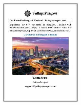 Car Rental In Bangkok Thailand  Pattayapassport