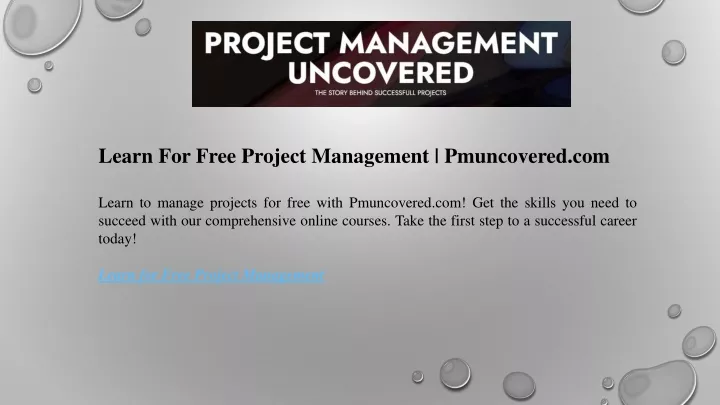 learn for free project management pmuncovered