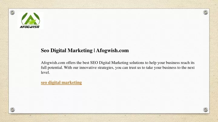 seo digital marketing afogwish com afogwish