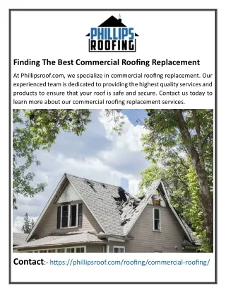 Finding The Best Commercial Roofing Replacement