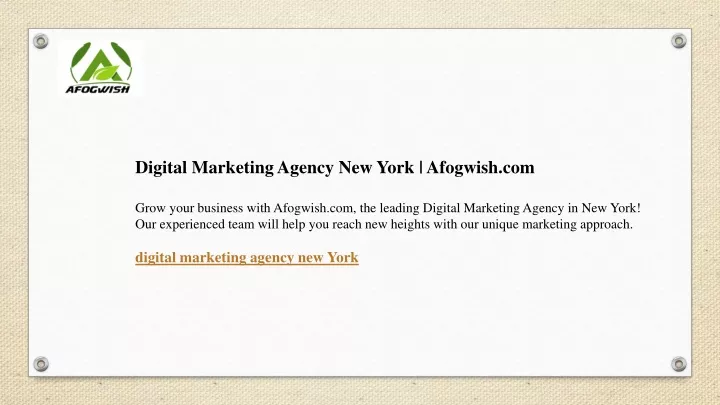 digital marketing agency new york afogwish