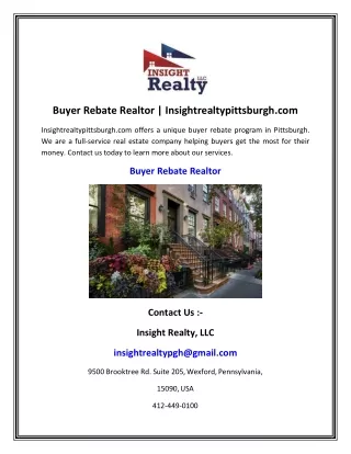Buyer Rebate Realtor   Insightrealtypittsburgh