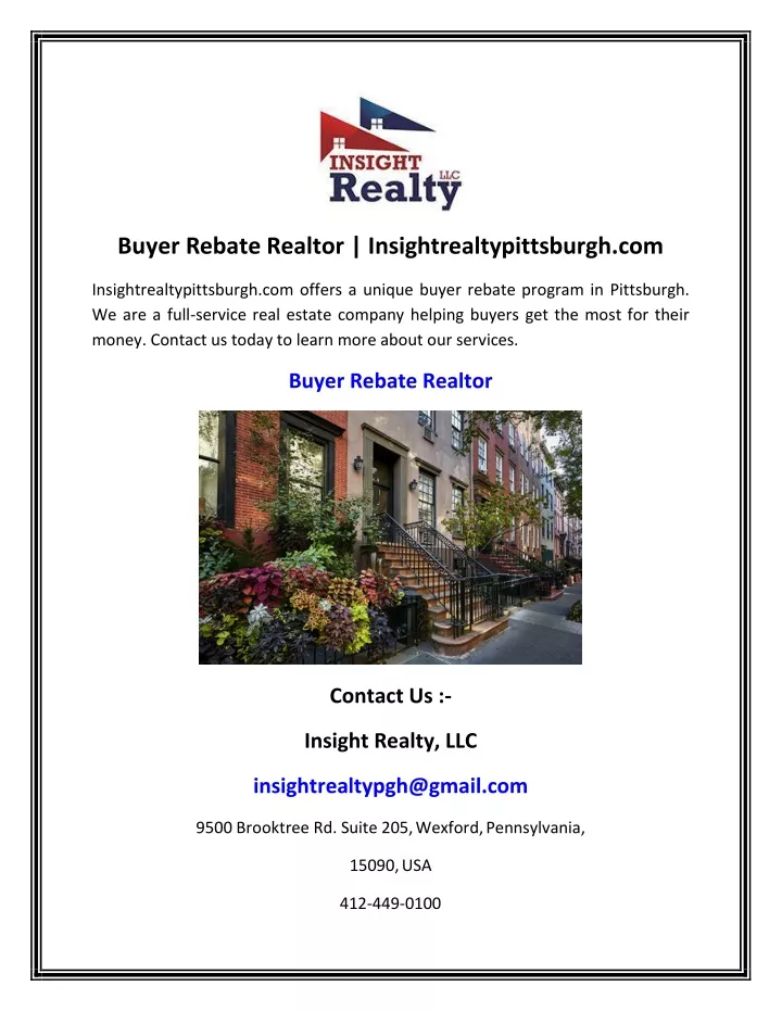 buyer rebate realtor insightrealtypittsburgh com