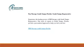 Prp Therapy South Tampa Florida  South Tampa Regenerative