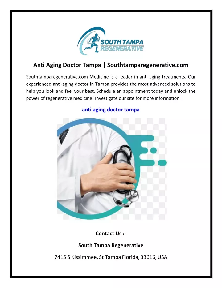 anti aging doctor tampa southtamparegenerative com