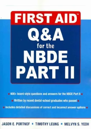 [PDF] DOWNLOAD EBOOK First Aid Q&A for the NBDE Part II (First Aid Series) read