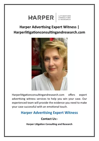 Harper Advertising Expert Witness | Harperlitigationconsultingandresearch.com