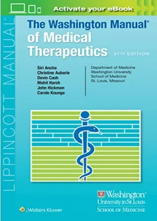 Download Book [PDF] The Washington Manual of Medical Therapeutics read