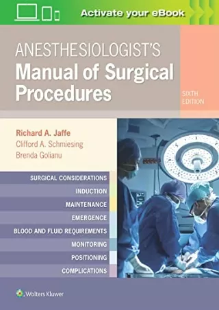 [PDF READ ONLINE] Anesthesiologist's Manual of Surgical Procedures epub