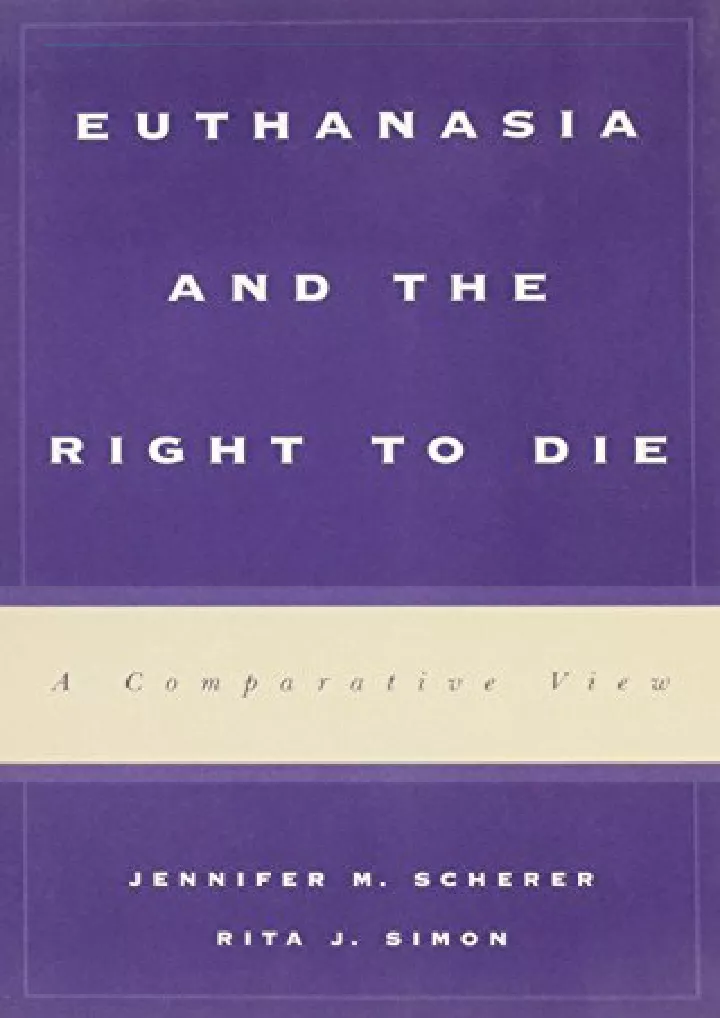 euthanasia and the right to die a comparative