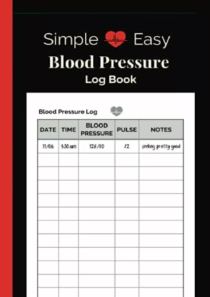 simple and easy blood pressure log book track