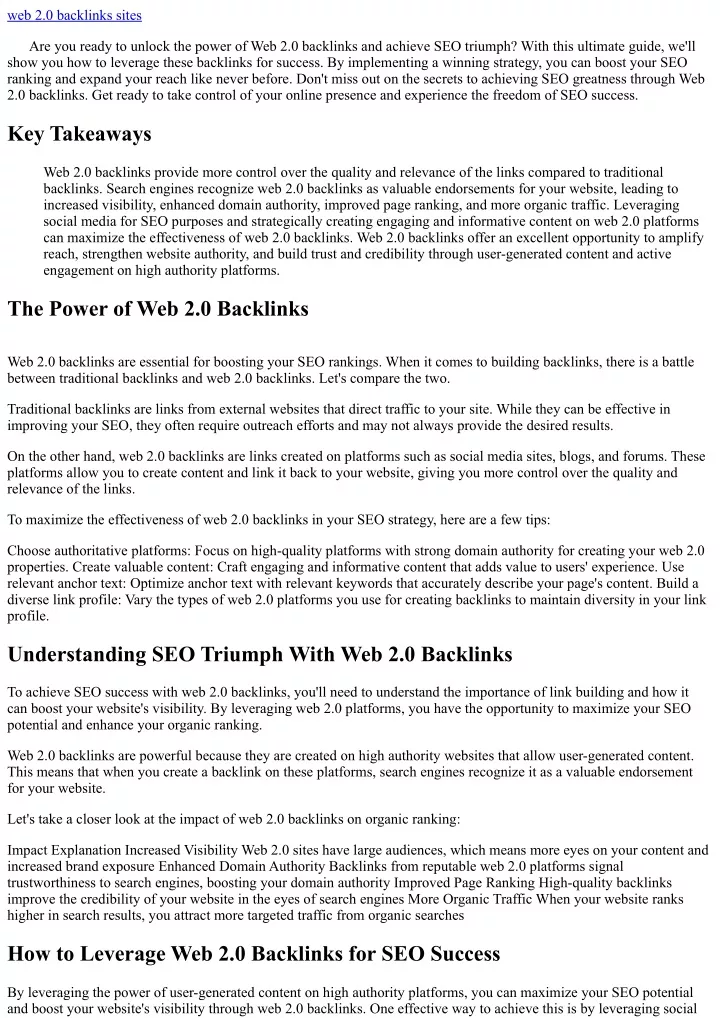 web 2 0 backlinks sites