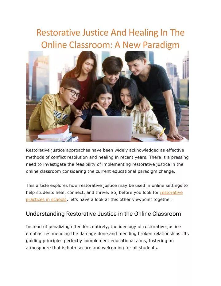 restorative justice and healing in the online
