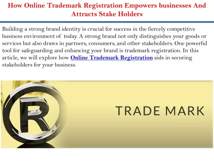 how online trademark registration empowers