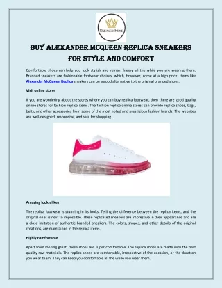Buy Alexander McQueen Replica Sneakers for Style and Comfort