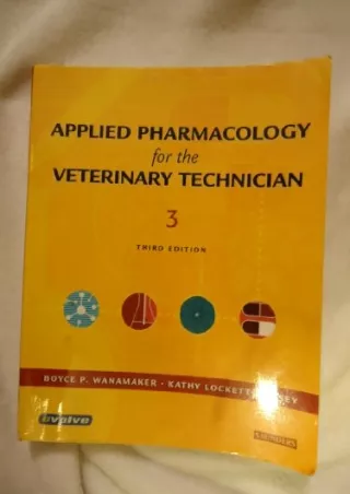 Read ebook [PDF] Applied Pharmacology for the Veterinary Technician