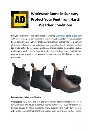 Workwear Boots in Sunbury - Protect Your Feet from Harsh Weather Conditions