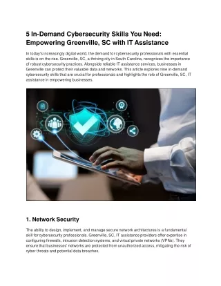 5 In-Demand Cybersecurity Skills You Need_ Empowering Greenville, SC with IT Assistance