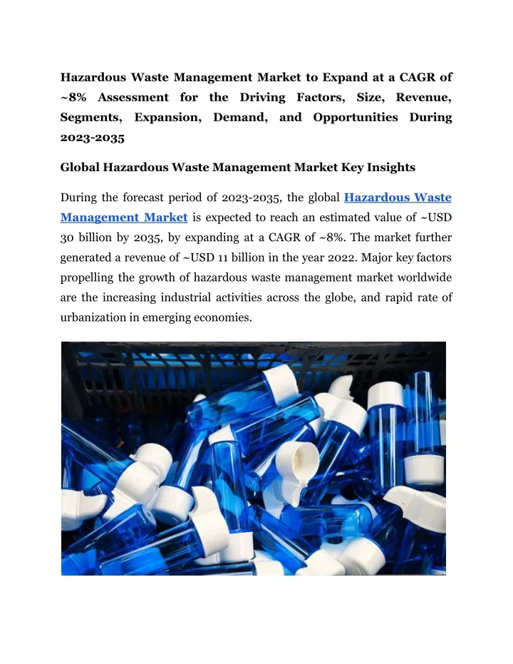 hazardous waste management market to expand
