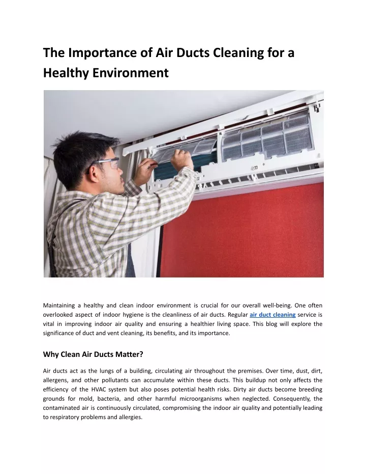 the importance of air ducts cleaning