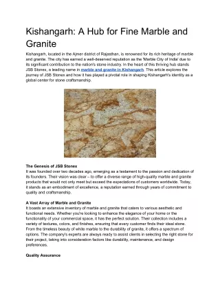 Kishangarh: A Hub for Fine Marble and Granite