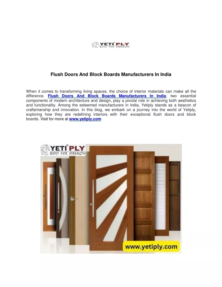 flush doors and block boards manufacturers