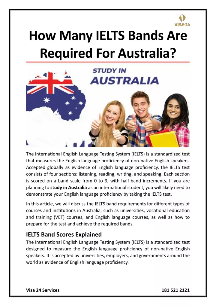 how many ielts bands are required for australia