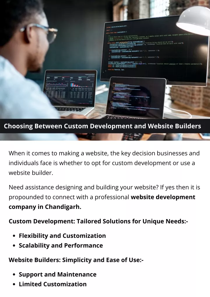 choosing between custom development and website