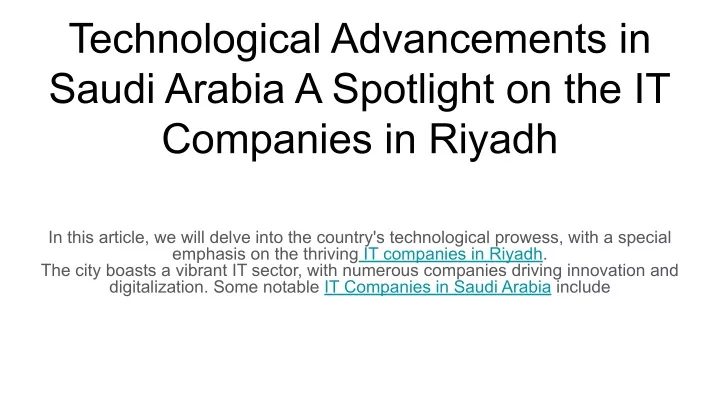 technological advancements in saudi arabia