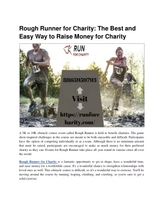 Rough Runner for Charity_ The Best and Easy Way to Raise Money for Charity