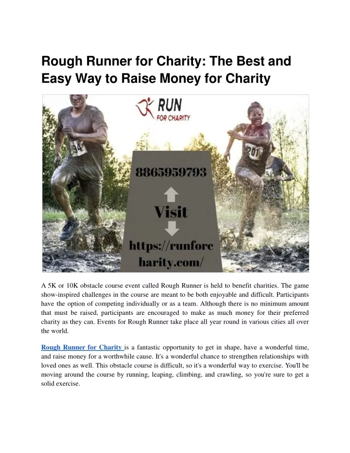 rough runner for charity the best and easy way to raise money for charity