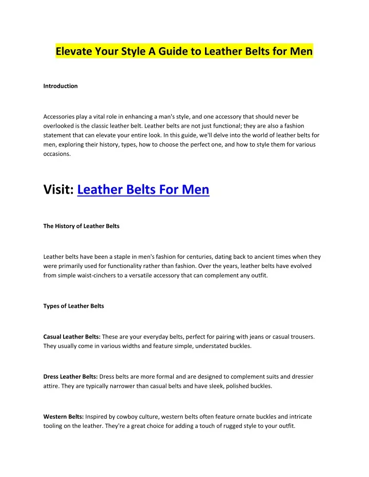 elevate your style a guide to leather belts