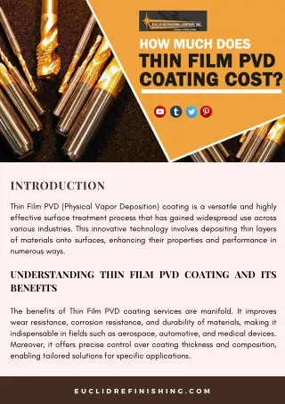 How Much Does Thin Film PVD Coating Cost