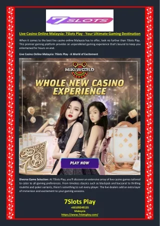 Live Casino Online Malaysia 7Slots Play - Your Ultimate Gaming Destination