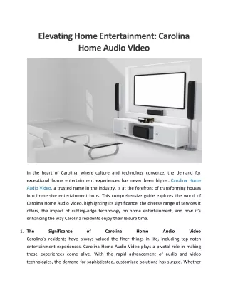 Elevating Home Entertainment Carolina Home Audio Video
