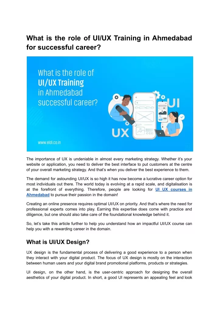 what is the role of ui ux training in ahmedabad